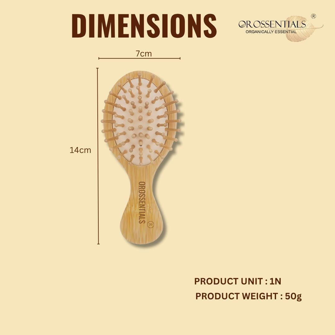 OROSSENTIALS Bamboo Hair Brush with Bamboo Bristle Travel Friendly (ORO-015)