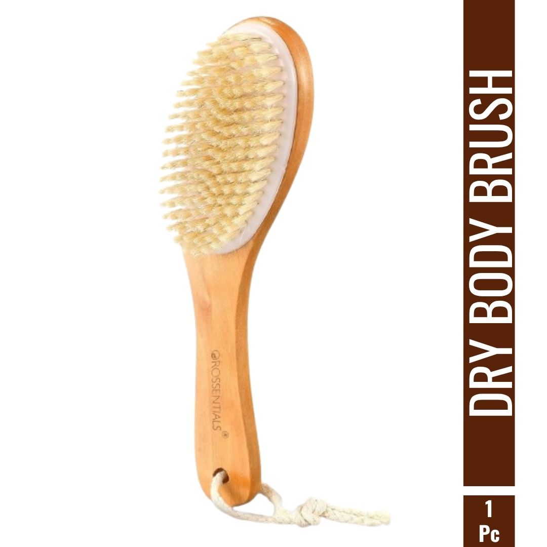 OROSSENTIALS Wooden Dry Body Brush With Handle (ORO-022)