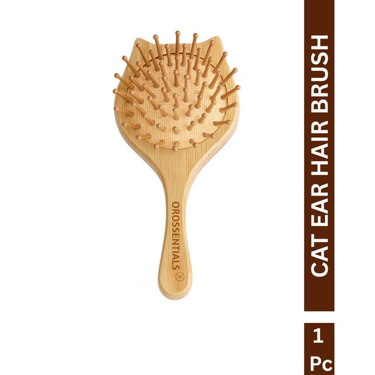 OROSSENTIALS Cat Shape Bamboo wooden Hair Brush - Eco-Friendly Choice (ORO-016)
