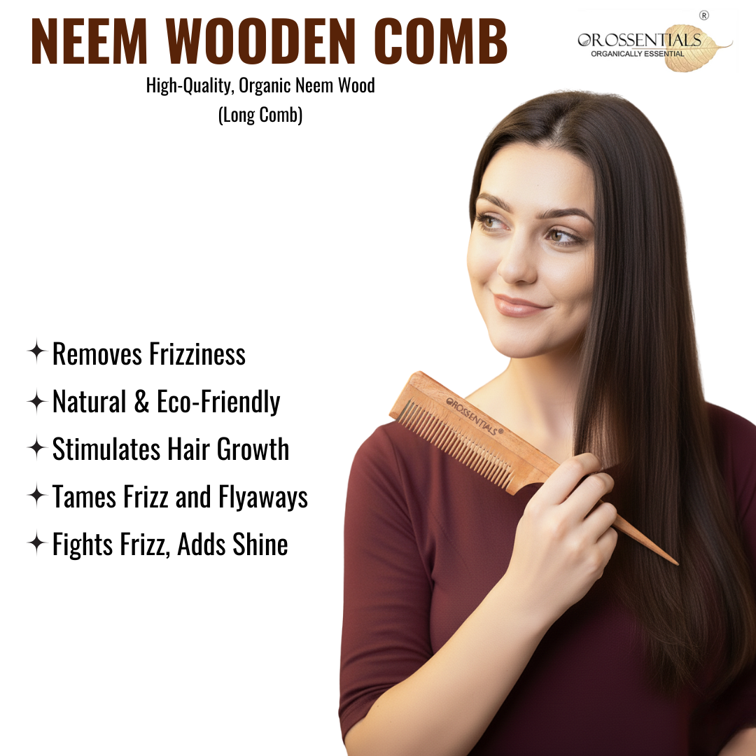 OROSSENTIALS Neem Wooden Comb long tail Natural 100% (ORO-004)