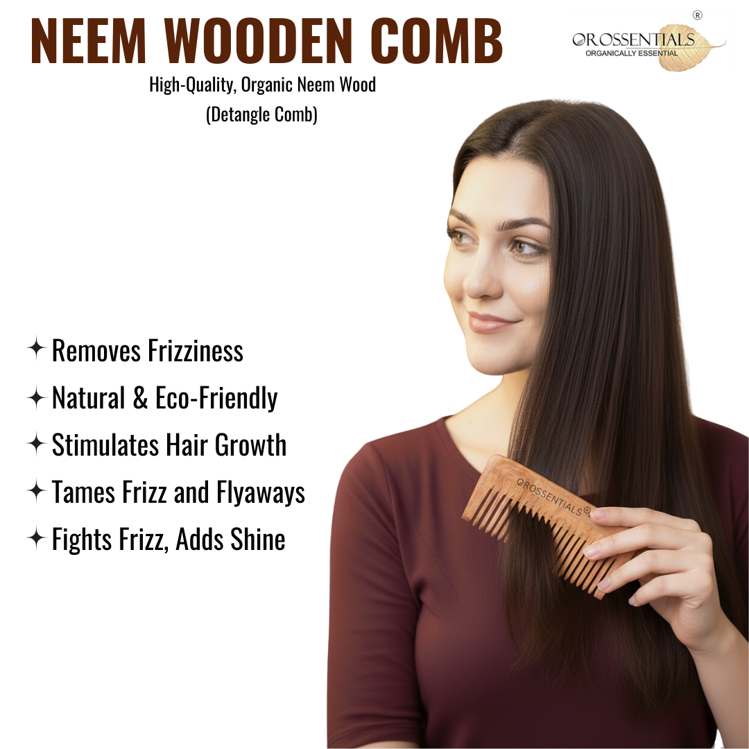 OROSSENTIALS Neem Wooden Comb Detangling All Hair Type (ORO-009)