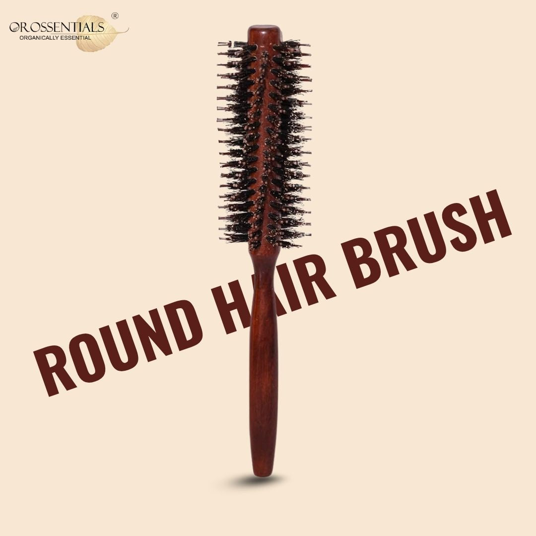 Wooden Round Hair Brush for Women & Men With Twirl Design (ORO-019)
