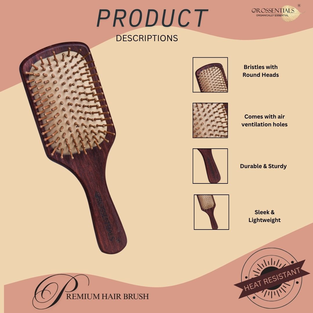 OROSSENTIALS premium wooden hair brush (dark wood) ORO-017