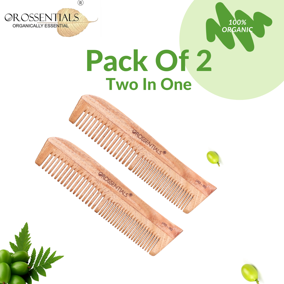 Neem Wooden Comb 2 In 1 Model (Set Of 2)