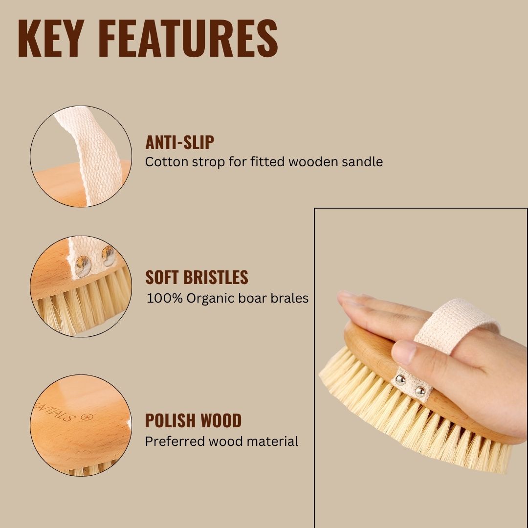 OROSSENTIALS Wooden Dry Body Brush - Premium (ORO-23)