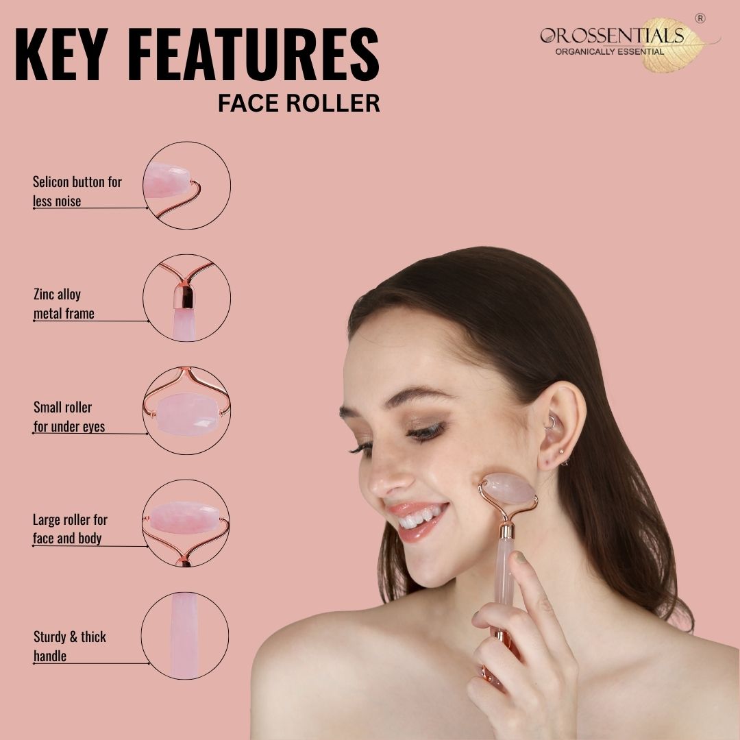 OROSSENTIALS Rose Quartz Face Roller and Gua Sha Combo Set (ORO-032)