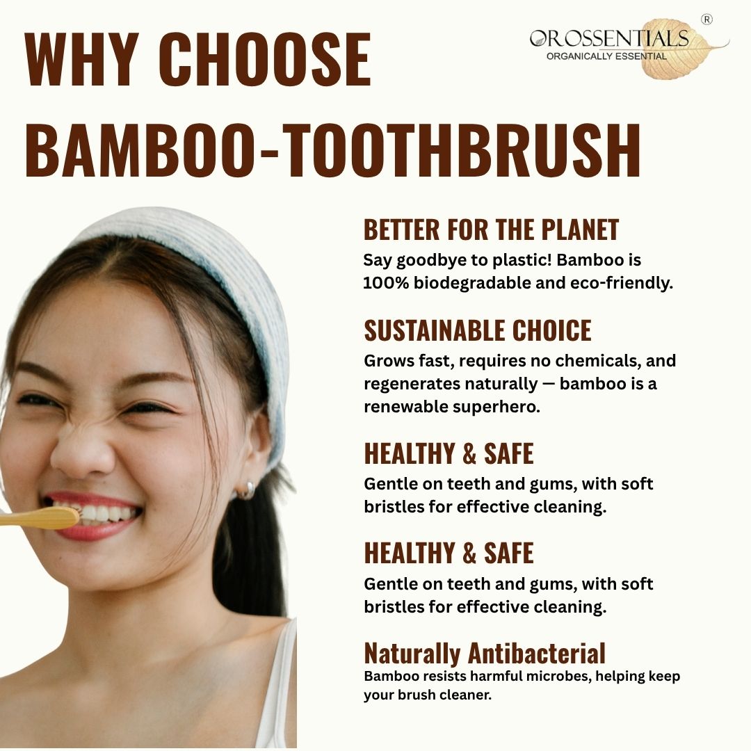 OROSSENTIALS Oral Care Bamboo Toothbrush with Ultra Soft Bristle (1pcs)