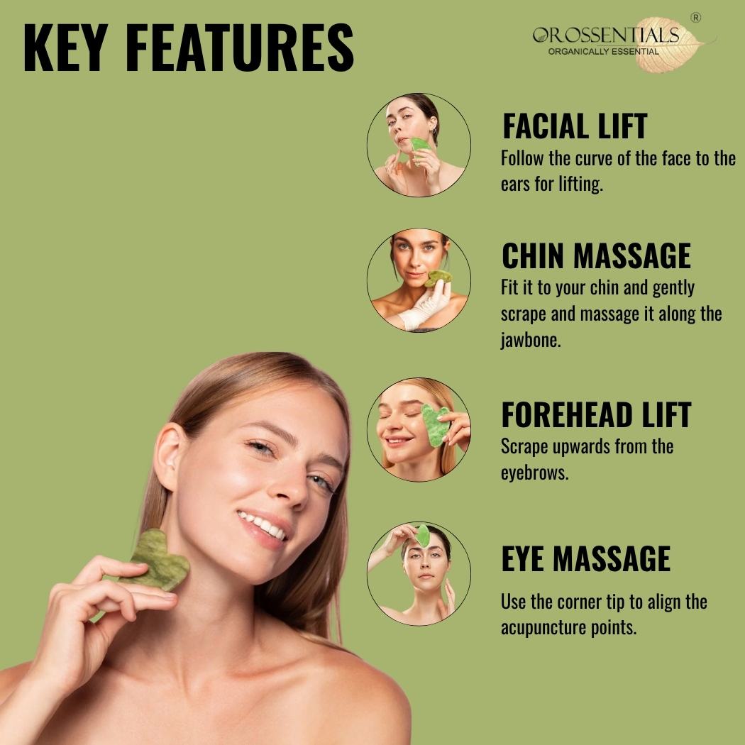 OROSSENTIALS Jade Gua Sha Stone Face Massager (ORO-026)