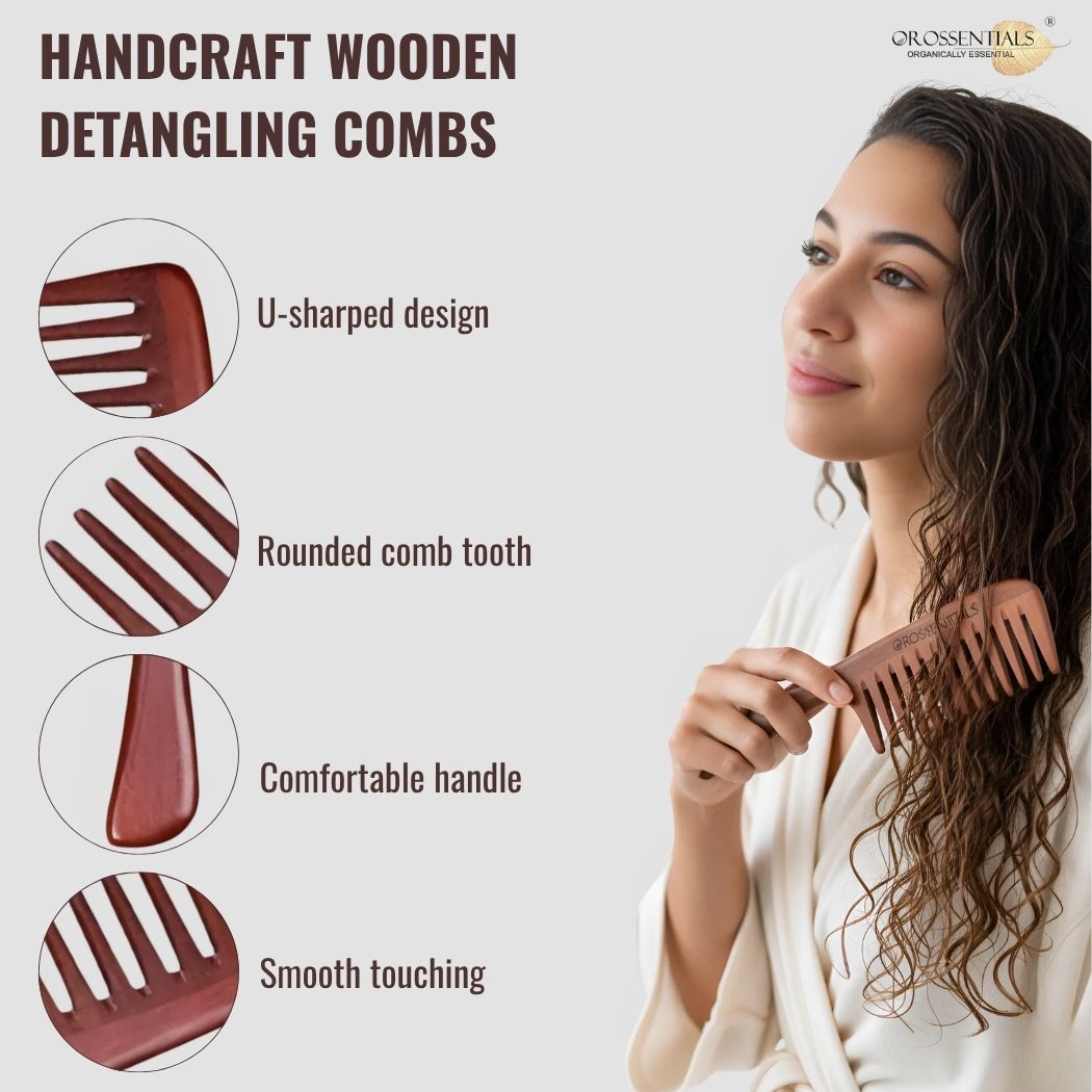 Sandalwood Hair Comb - Zero Waste Comb, 100% Wood, Plastic Free (ORO-059)