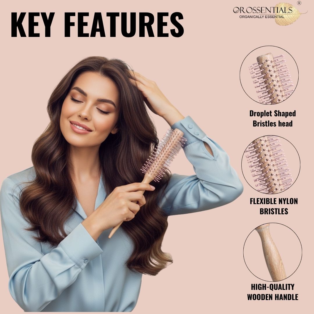 OROSSENTIALS Round Nylon Pink Hair Brush (ORO-053)