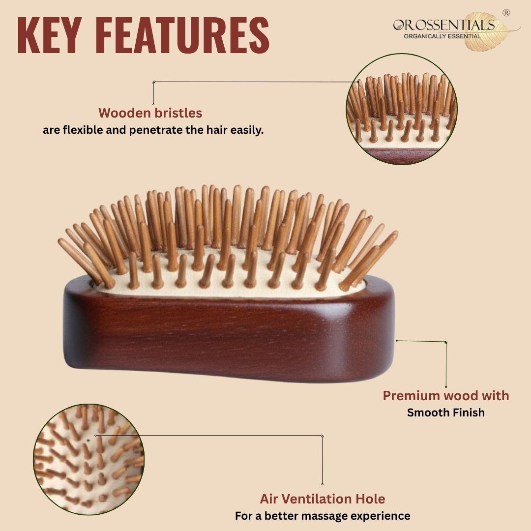 OROSSENTIALS Trending Natural Wooden Hair Brush Without Handle Premium (ORO-052)