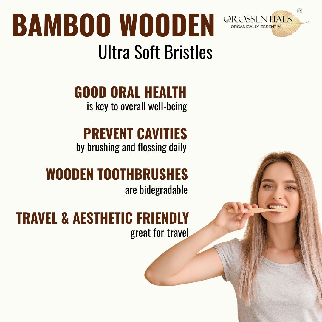 OROSSENTIALS Oral Care Bamboo Toothbrush with Ultra Soft Bristle (1pcs)
