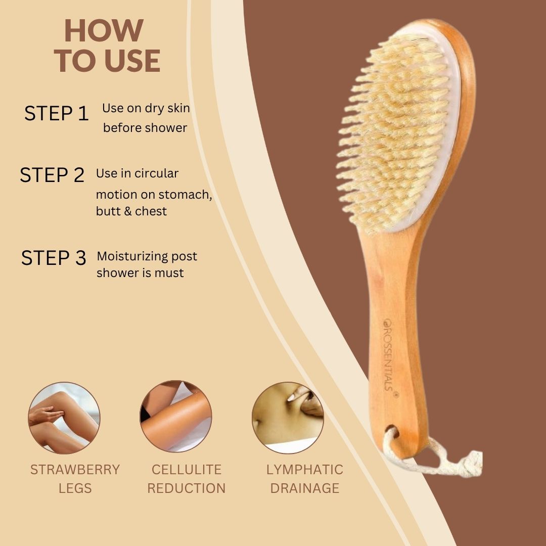 Wooden Dry Body Brush With Handle (ORO-022)