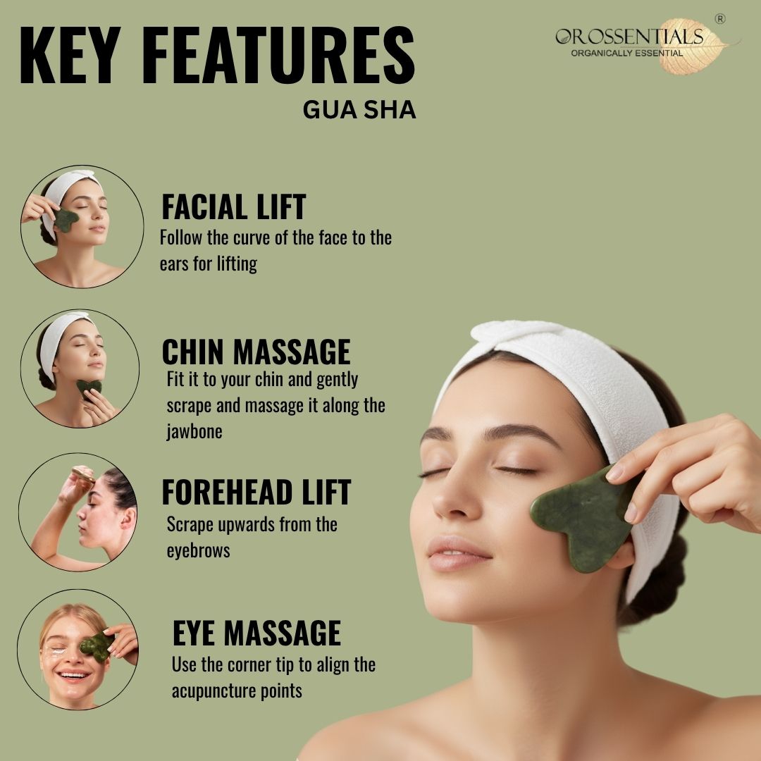 OROSSENTIALS Face Massage Jade Roller And Gua Sha Set (ORO-031)