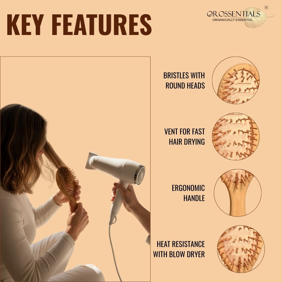 OROSSENTIALS Bamboo Wooden Vent Hair Brush (ORO-049)