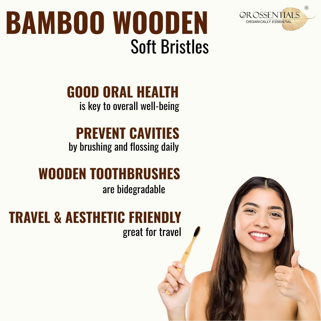 OROSSENTIALS Oral Care Bamboo Toothbrush with Soft Bristle (1pcs)