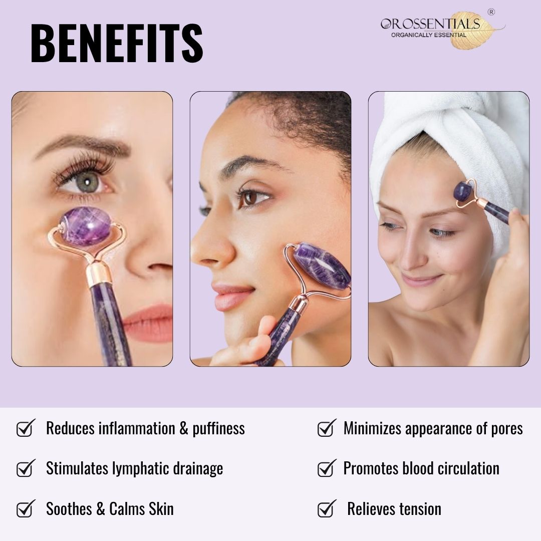 OROSSENTIALS Amethyst Roller Face Massager Face Roller | Amethyst Face Roller (ORO-029)