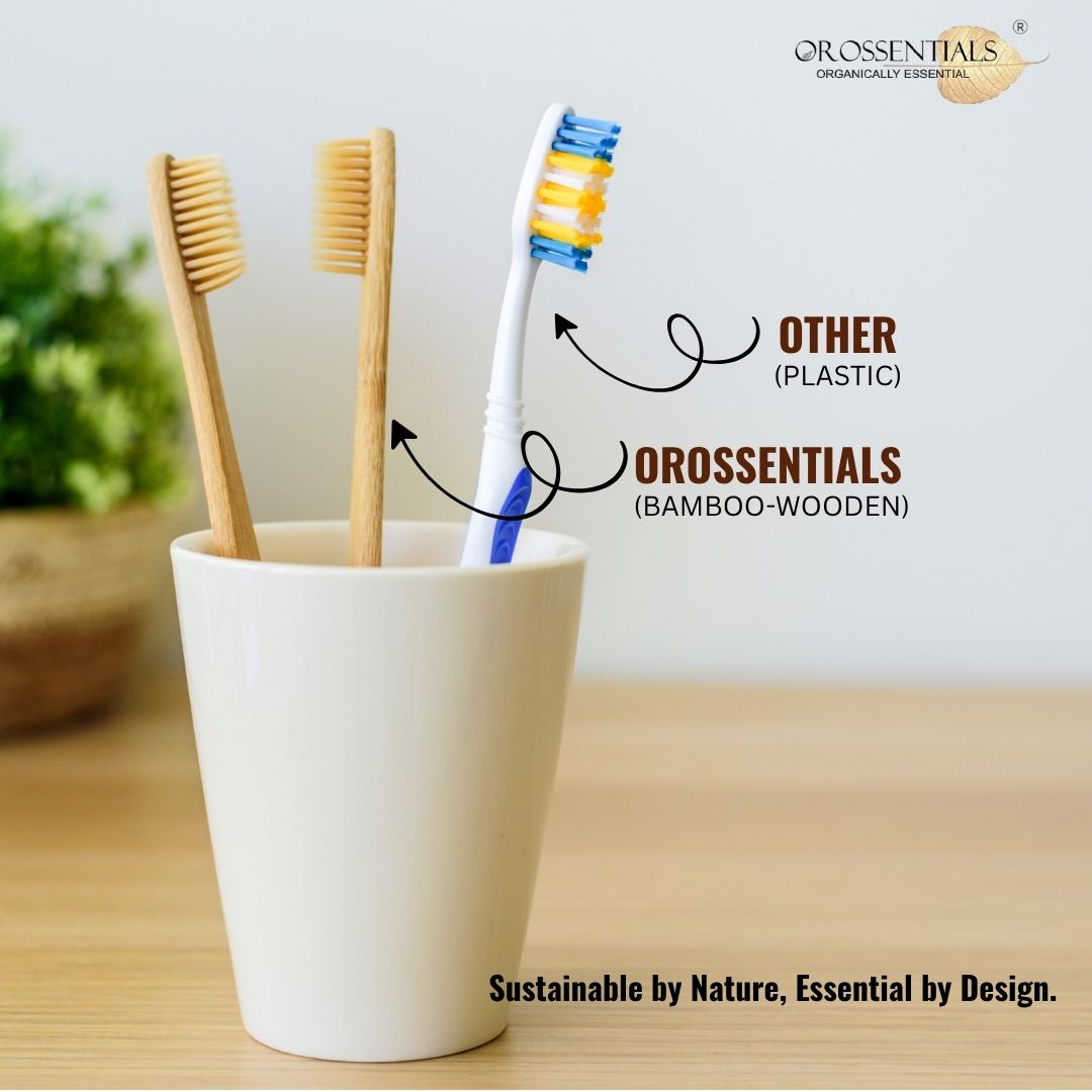 OROSSENTIALS Oral Care Bamboo Toothbrush with Ultra Soft Bristle (1pcs)