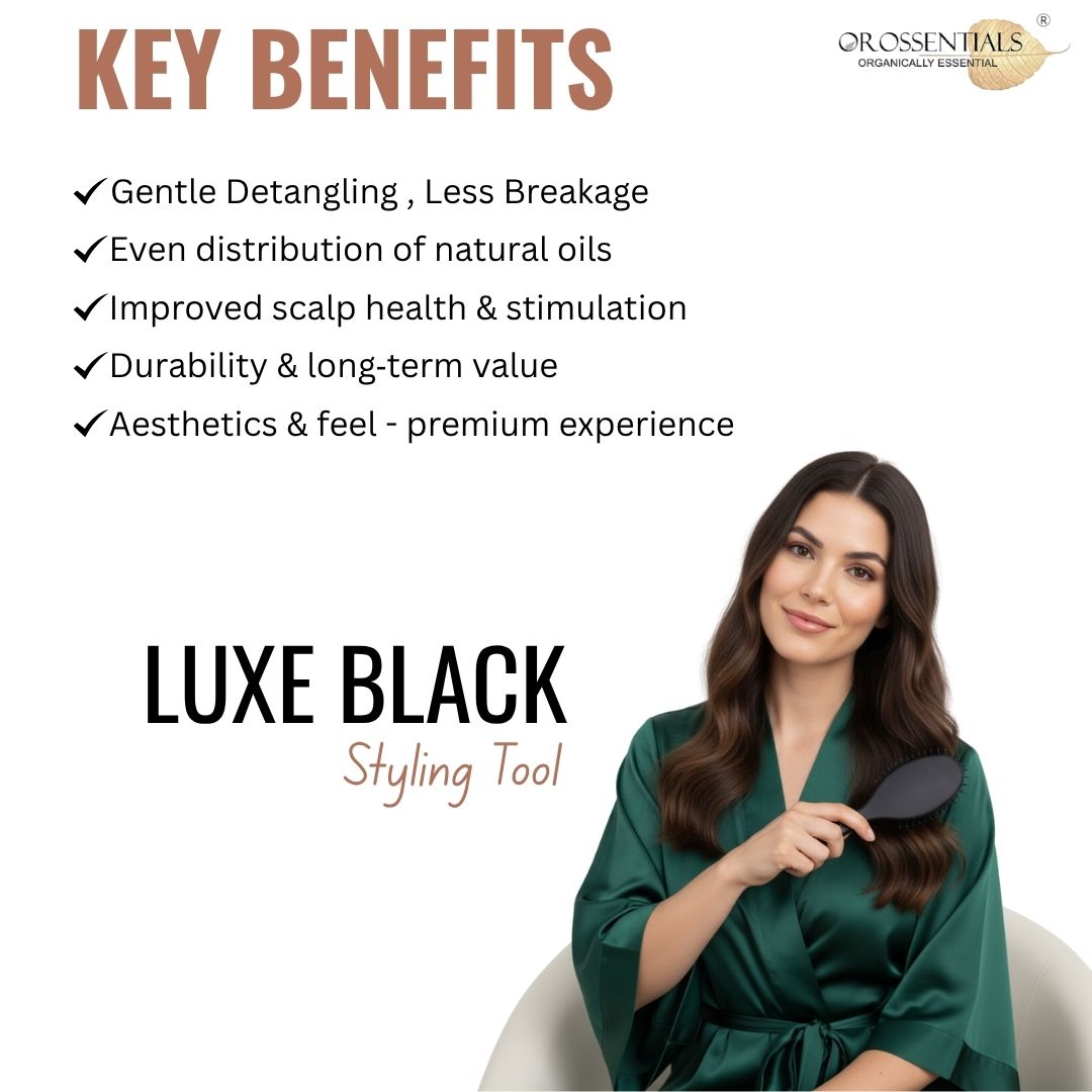 Orossentials Wooden Luxe Black Hair Brush (ORO-058)