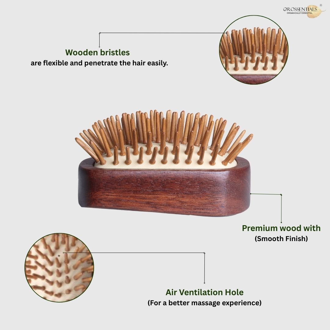 OROSSENTIALS Trending Natural Wooden Hair Brush Without Handle Premium (ORO-052)