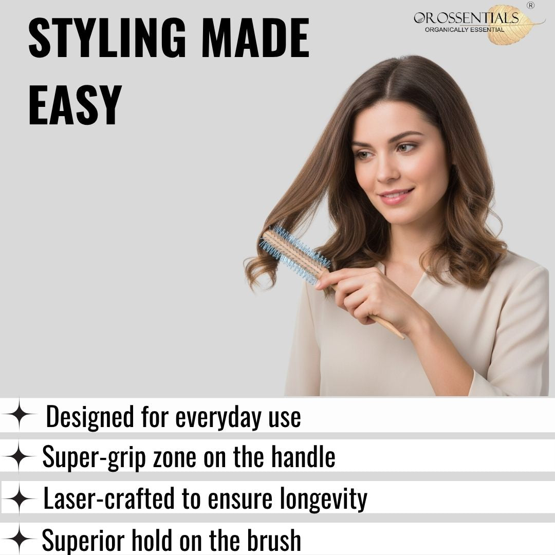 OROSSENTIALS Round Nylon Blue Hair Brush (ORO-054)