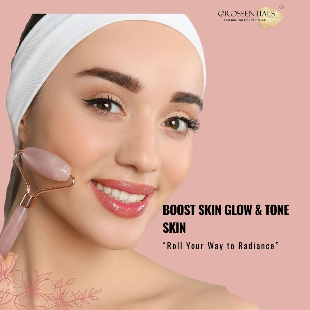 OROSSENTIALS Rose Quartz Face Roller Massage Tool (ORO-035)