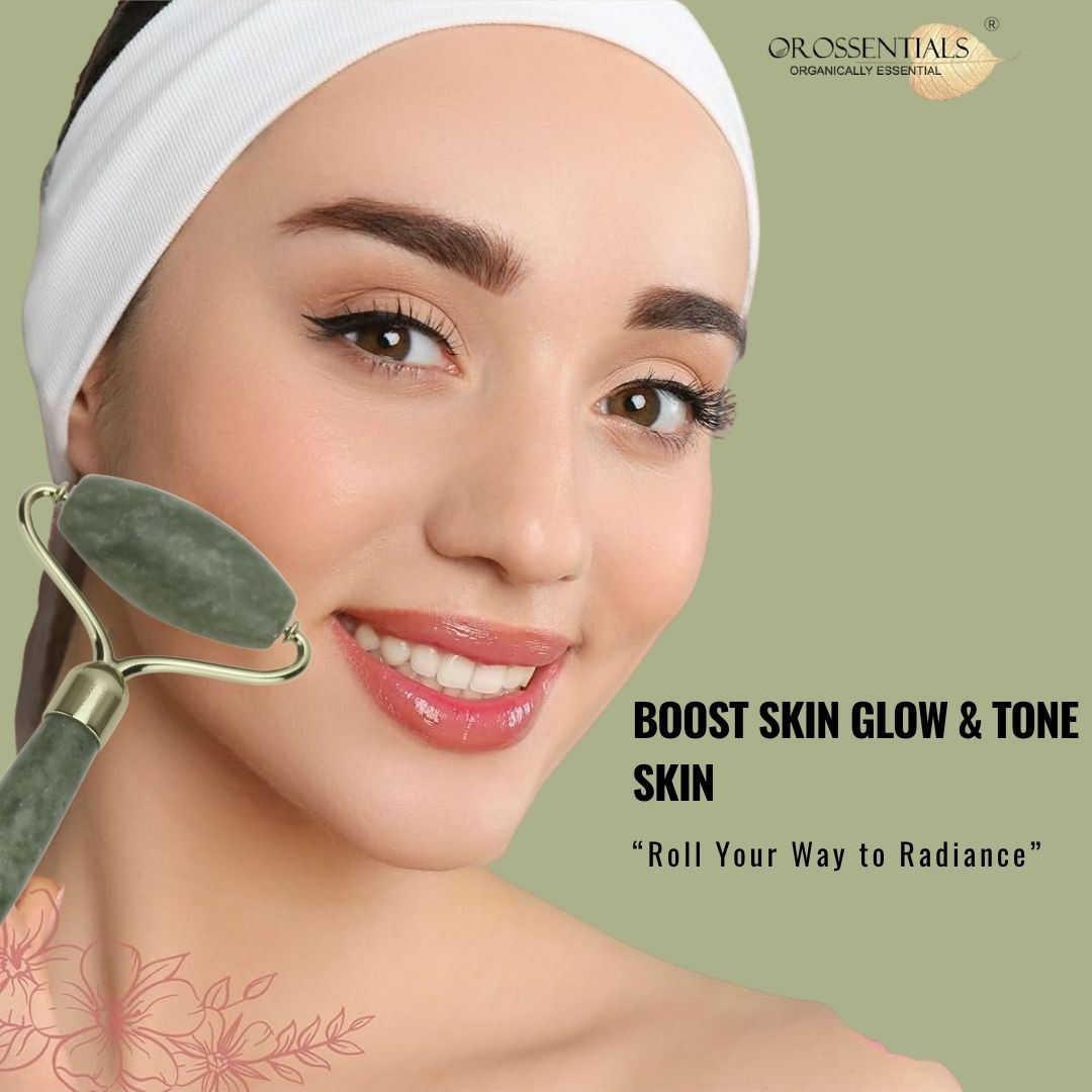OROSSENTIALS Facial Massager Jade Roller Tool Natural Himalayan Stone For Face Neck (ORO-030)