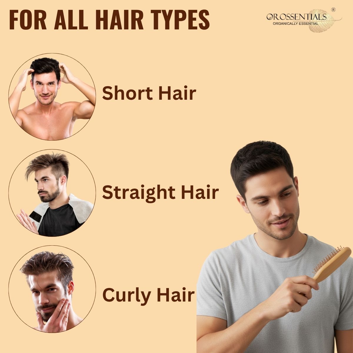 OROSSENTIALS Bamboo Bristle Wooden Long Handle Hair Brush For Women (ORO-048)