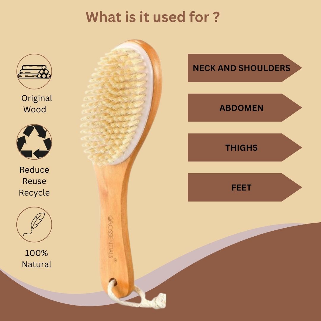 Wooden Dry Body Brush With Handle (ORO-022)