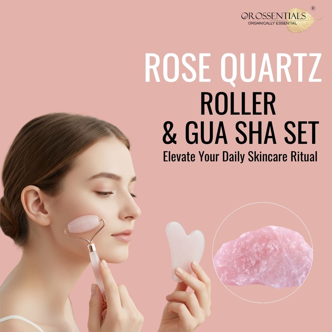 OROSSENTIALS Rose Quartz Face Roller and Gua Sha Combo Set (ORO-032)