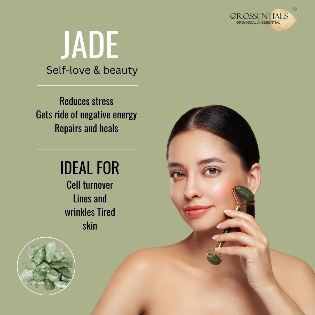 OROSSENTIALS Facial Massager Jade Roller Tool Natural Himalayan Stone For Face Neck (ORO-030)