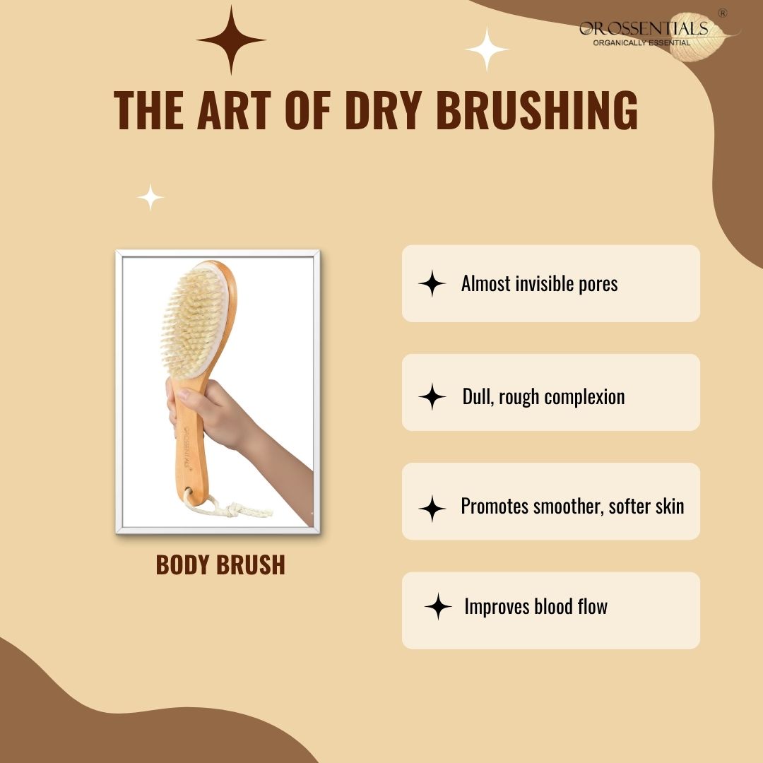OROSSENTIALS Wooden Dry Body Brush With Handle (ORO-022)