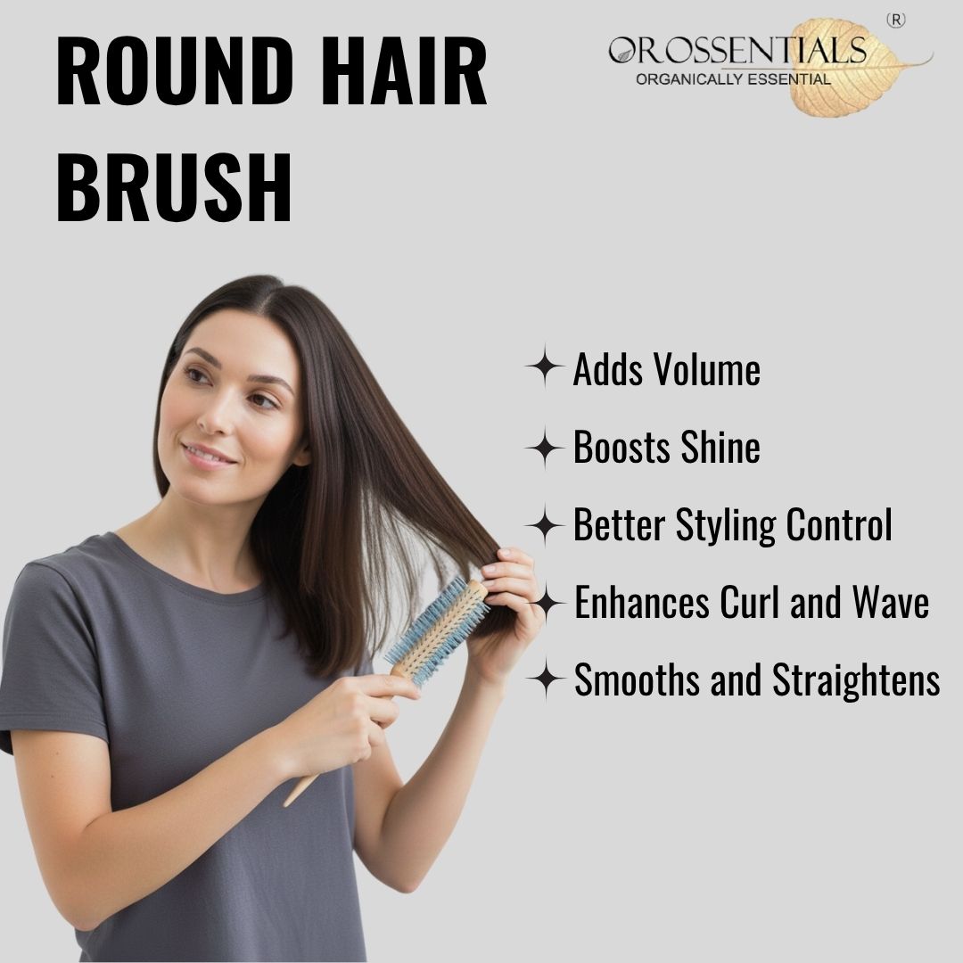 OROSSENTIALS Round Nylon Blue Hair Brush (ORO-054)