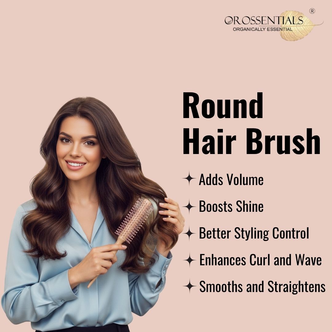 OROSSENTIALS Round Nylon Pink Hair Brush (ORO-053)