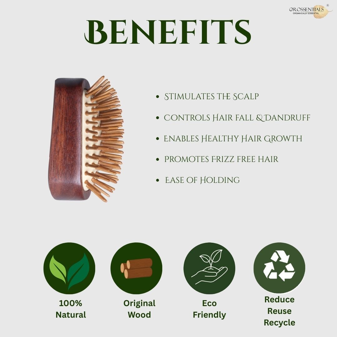 OROSSENTIALS Trending Natural Wooden Hair Brush Without Handle Premium (ORO-052)
