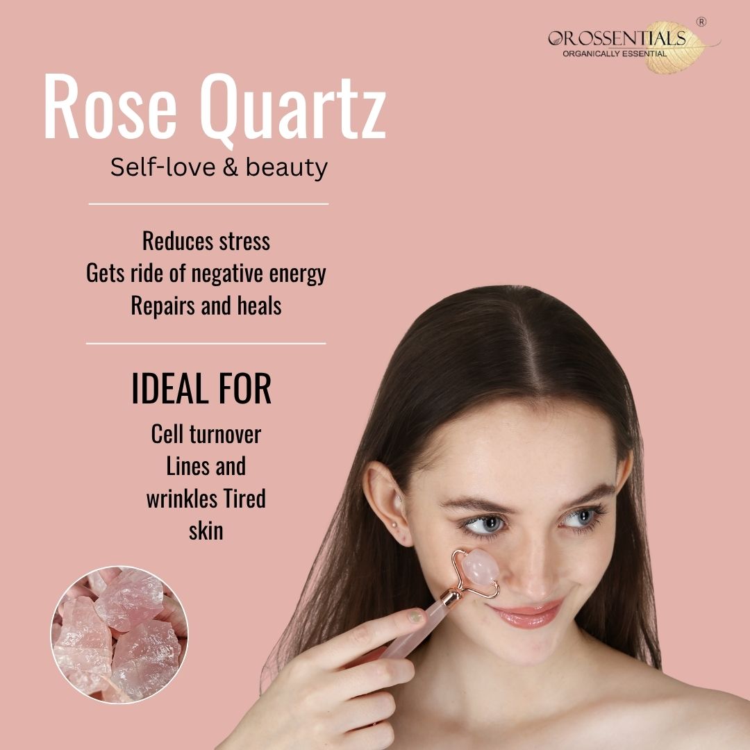 OROSSENTIALS Rose Quartz Face Roller Massage Tool (ORO-035)
