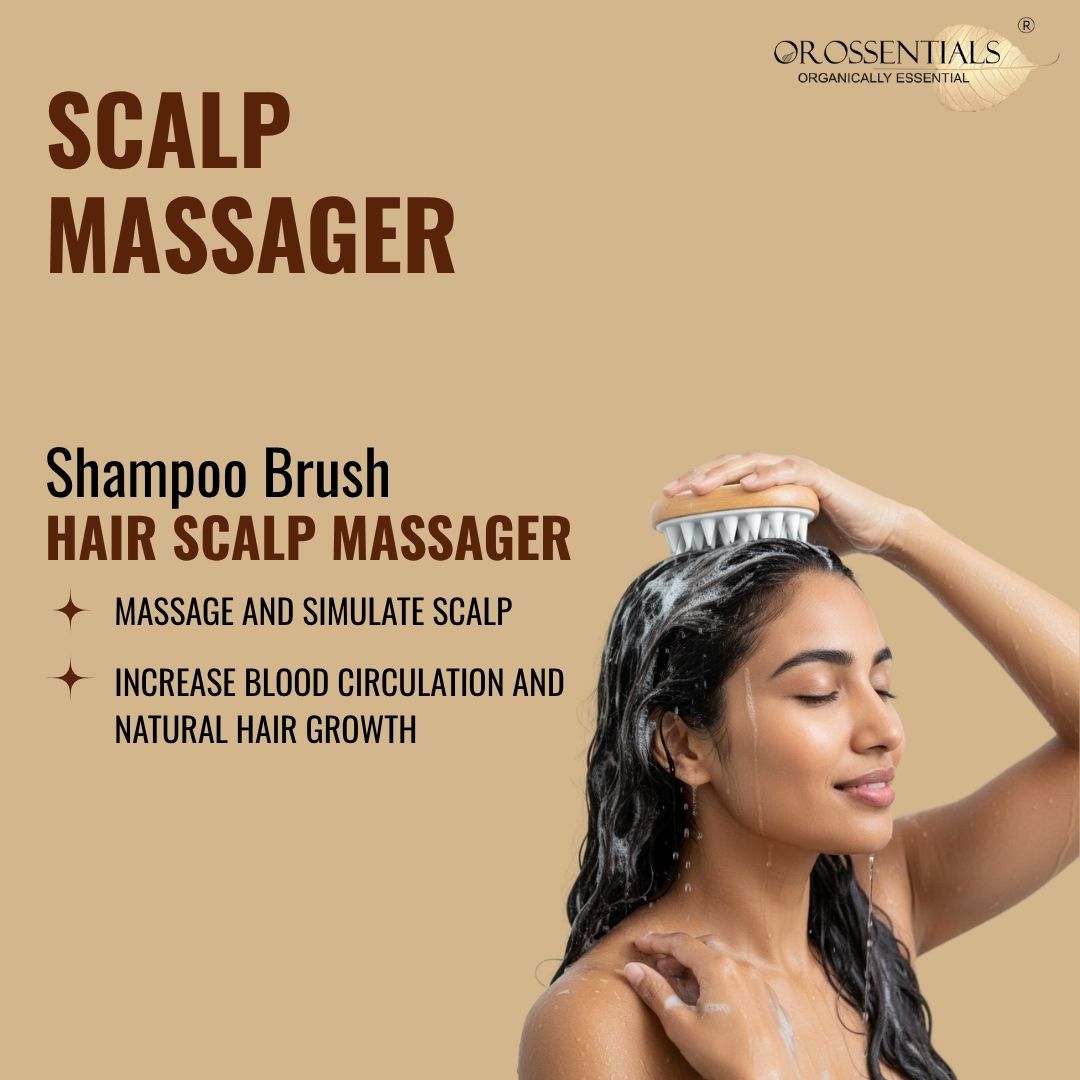 OROSSENTIALS Wooden Scalp Massager Shampoo Hair Brush With Soft Bristles Scalp Massager For Hair Growth