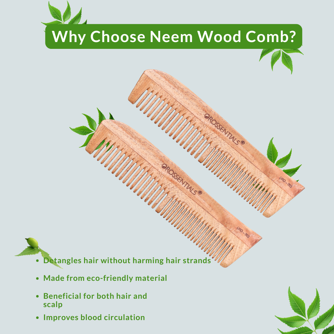 Neem Wooden Comb 2 In 1 Model (Set Of 2)