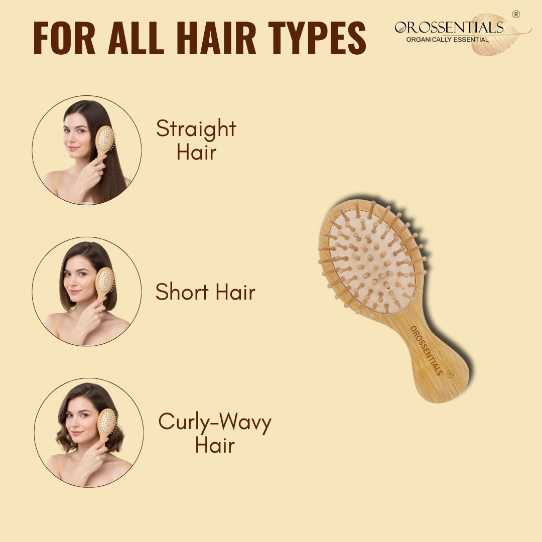 OROSSENTIALS Bamboo Hair Brush with Bamboo Bristle Travel Friendly (ORO-015)