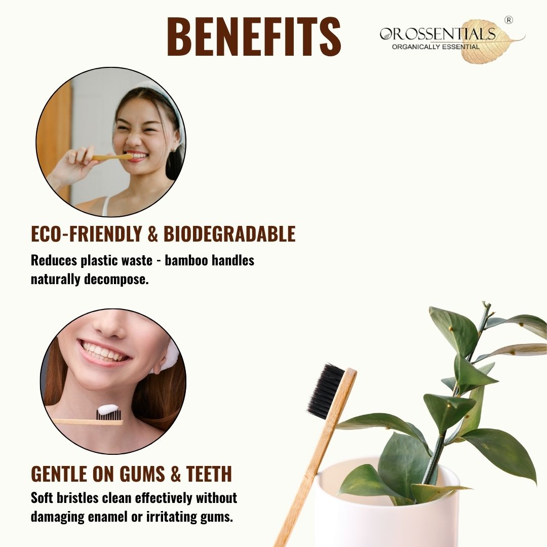 OROSSENTIALS Oral Care Bamboo Toothbrush with Soft Bristle (1pcs)