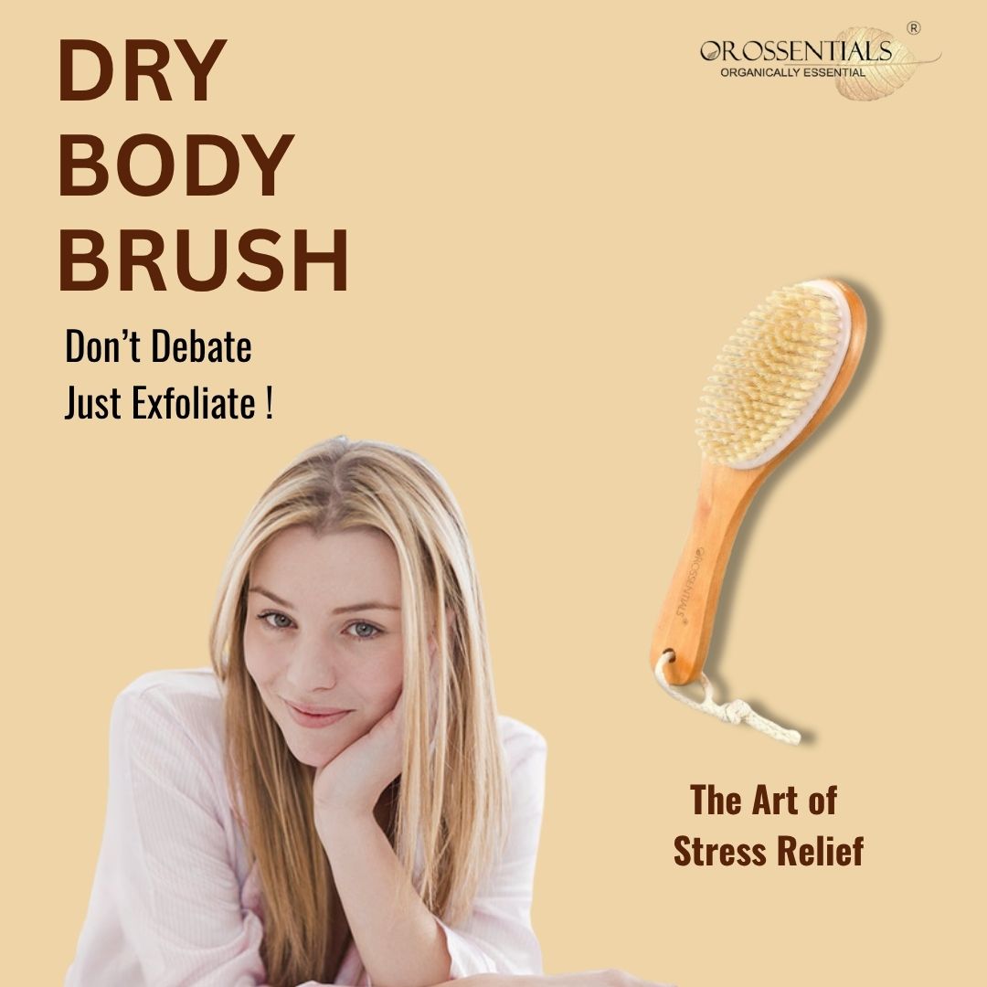 OROSSENTIALS Wooden Dry Body Brush With Handle (ORO-022)
