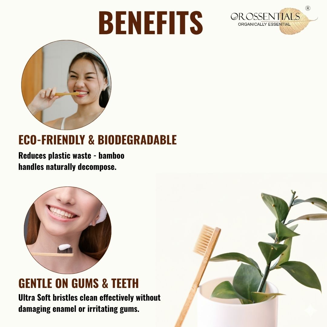 OROSSENTIALS Oral Care Bamboo Toothbrush with Ultra Soft Bristle (1pcs)