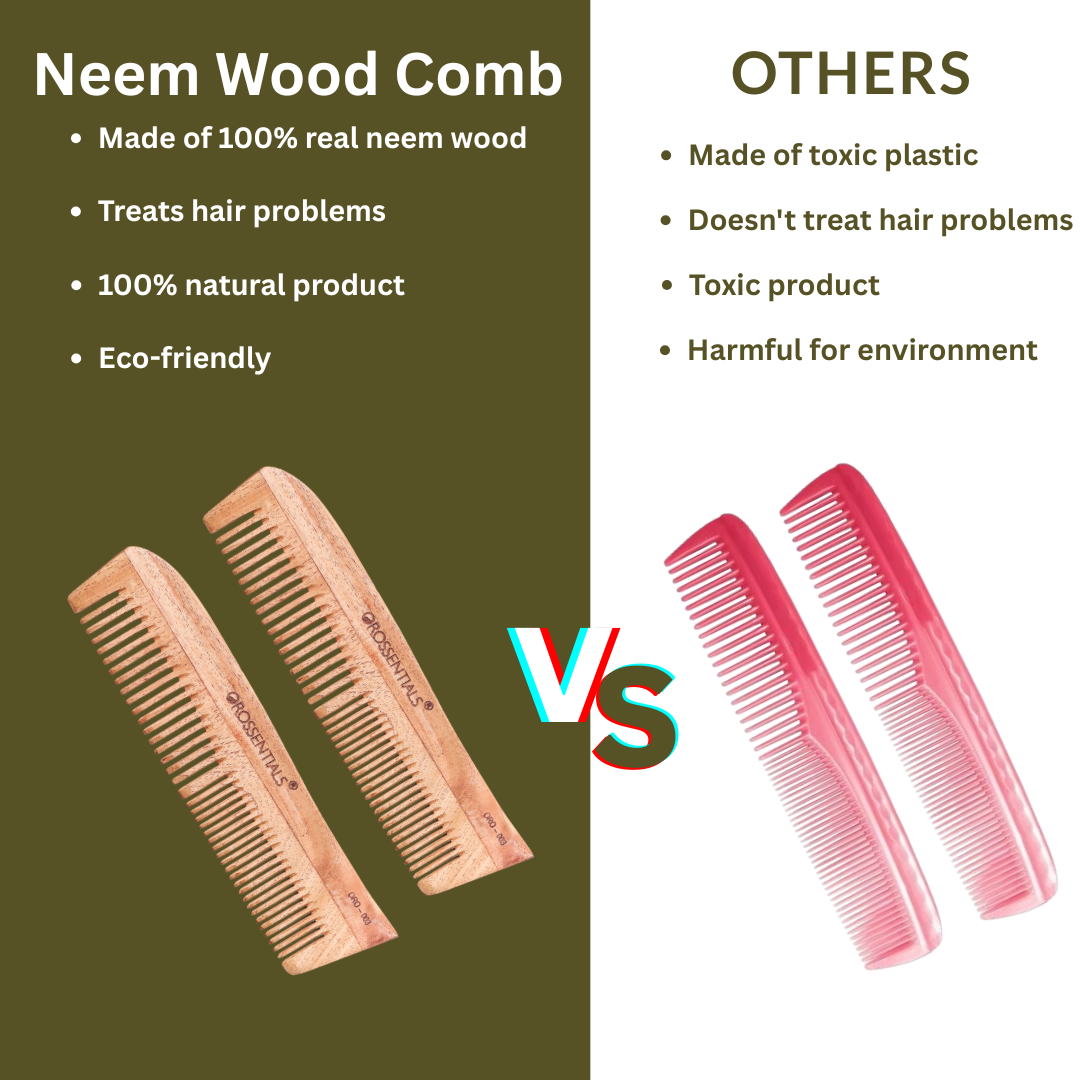 Neem Wooden Comb 2 In 1 Model (Set Of 2)
