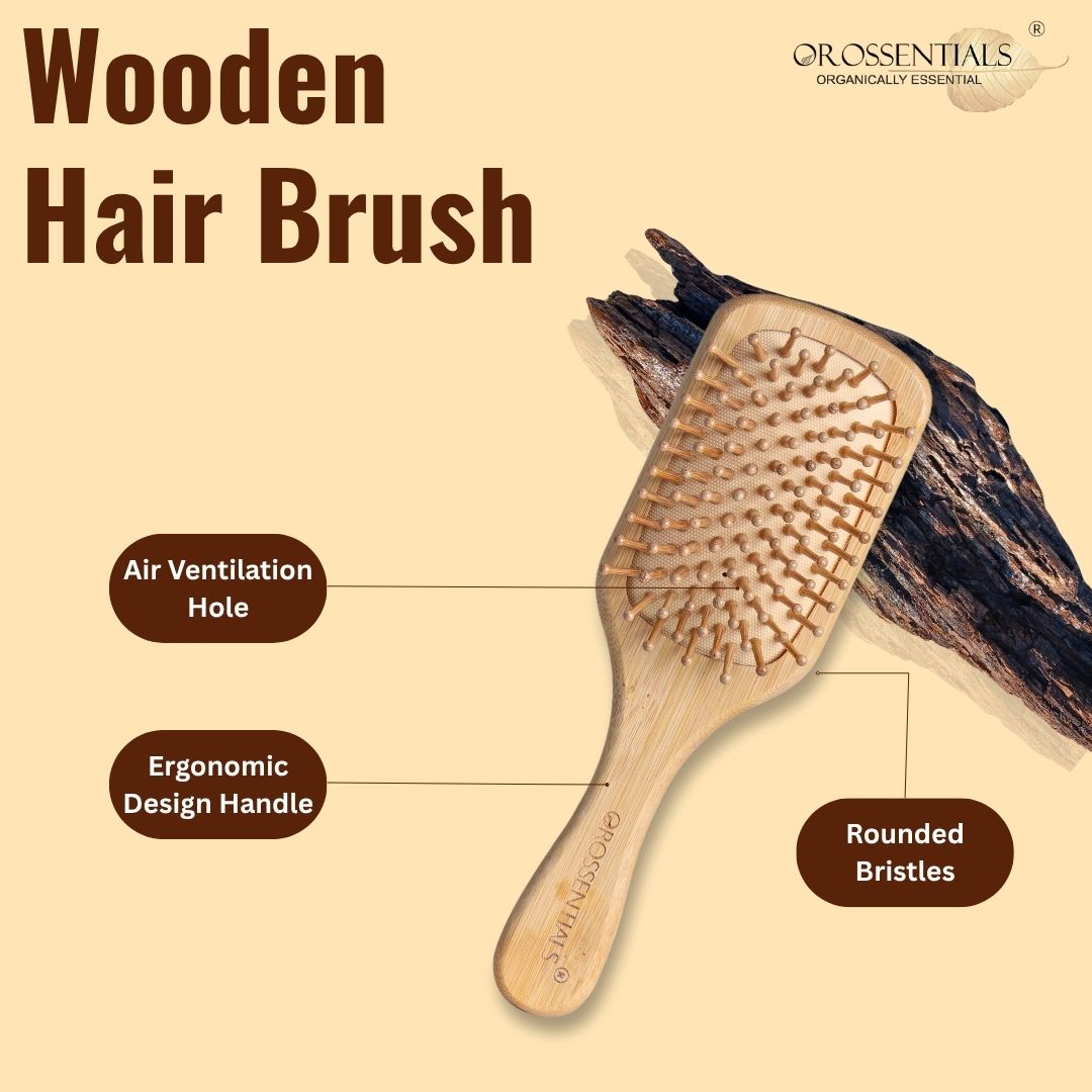 OROSSENTIALS wooden hair brush rectangle small ORO-012