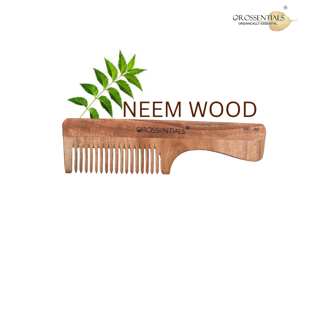OROSSENTIALS Neem Wood Comb Single teeth With Handle (ORO-005)