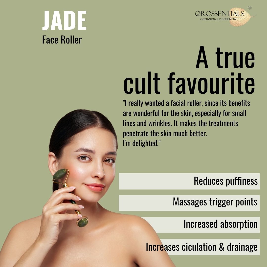 OROSSENTIALS Facial Massager Jade Roller Tool Natural Himalayan Stone For Face Neck (ORO-030)