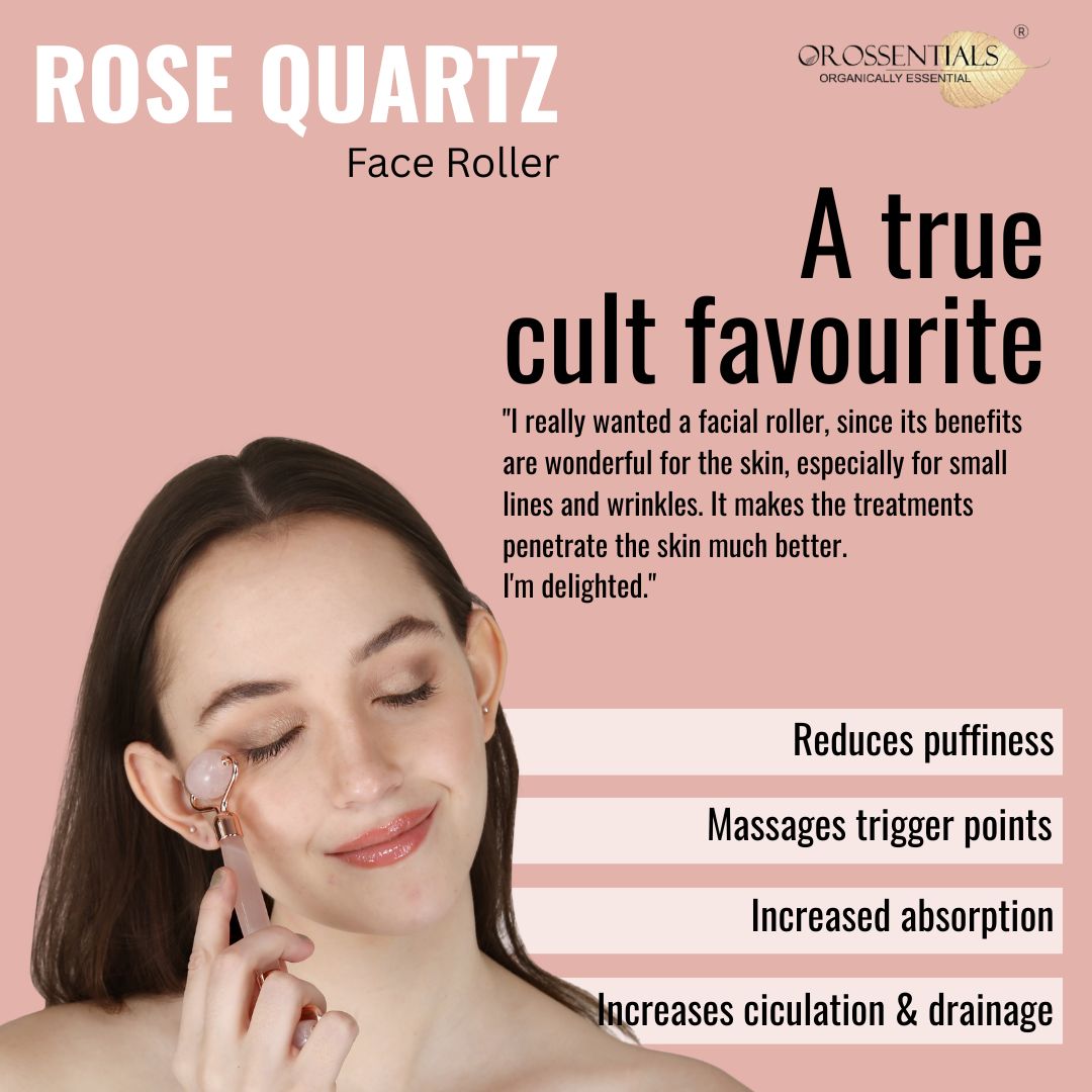 OROSSENTIALS Rose Quartz Face Roller Massage Tool (ORO-035)