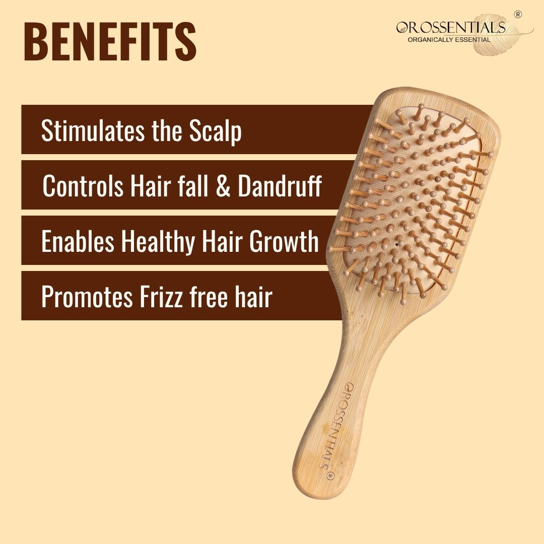 OROSSENTIALS wooden hair brush rectangle small ORO-012