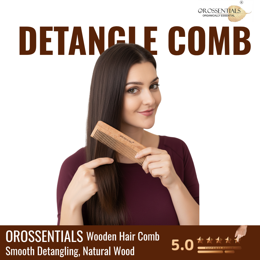 OROSSENTIALS Neem Wooden Comb Detangling All Hair Type (ORO-009)