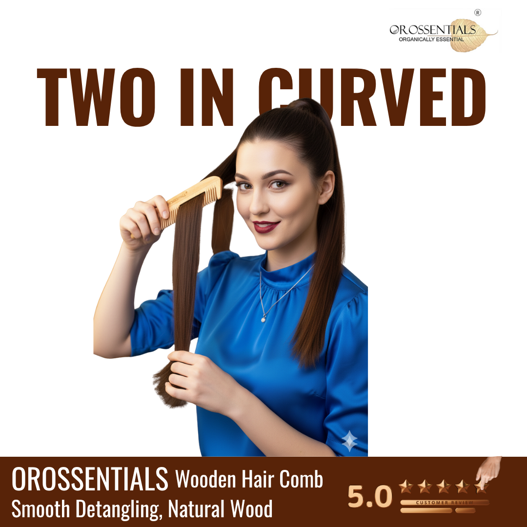 OROSSENTIALS Organic Neem Wooden Comb two in one 100% (ORO-003)